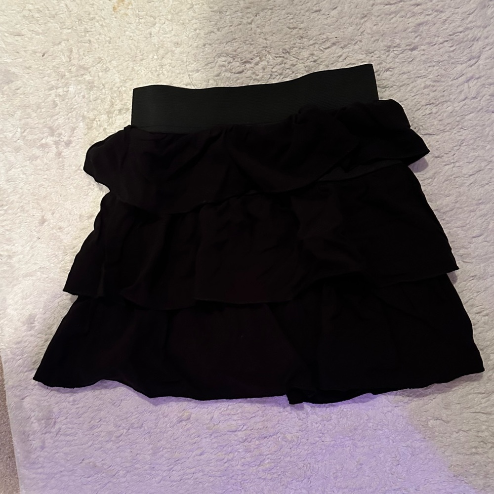 Girls Black Tiered Ruffle Skirt